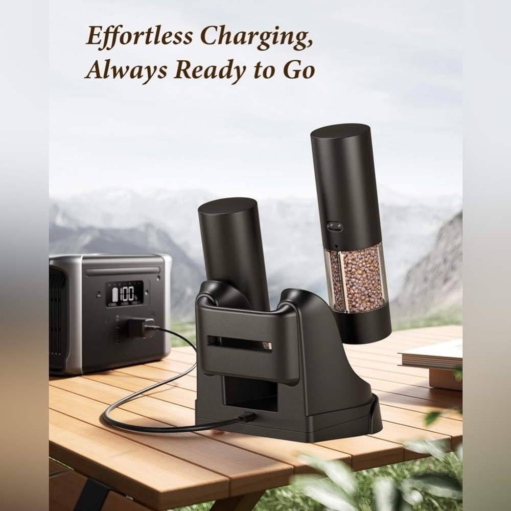 Electric Salt & Pepper Grinder Set – Rechargeable, Adjustable Coarseness - NWT - Picture 8 of 11